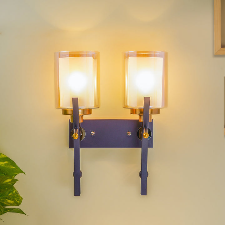 DORMA Dual Light Brown Glass Wall Light