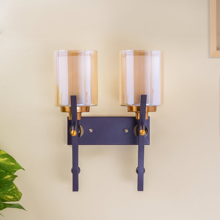 DORMA Dual Light Brown Glass Wall Light