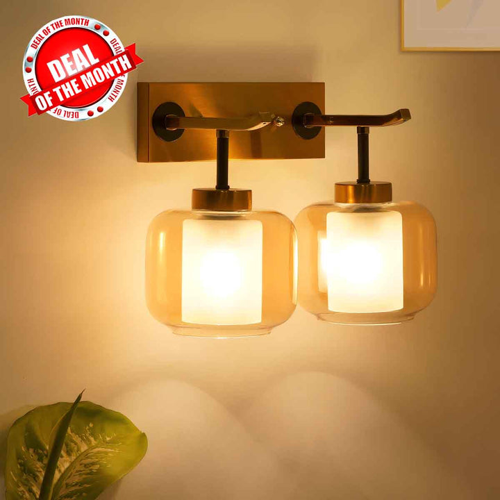 Braelyn Dual Light Glass and Metal wall light