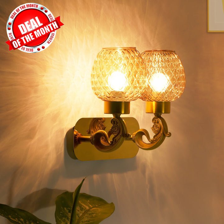 Plantation Dual Light Glass and Metal Wall Light