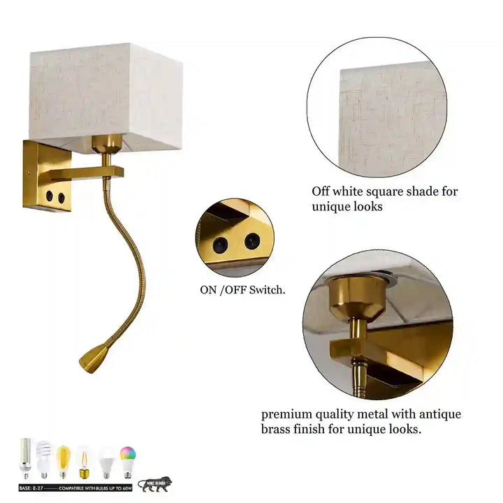 Princess With LED downlighter Wall Light With White Cotton Shade