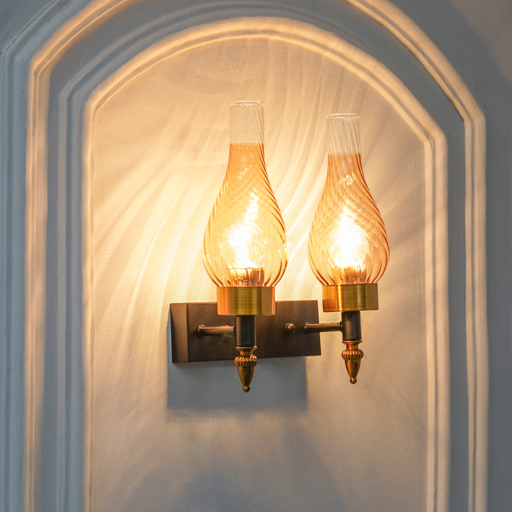 VESTRY Dual Light Glass and Metal Wall Light