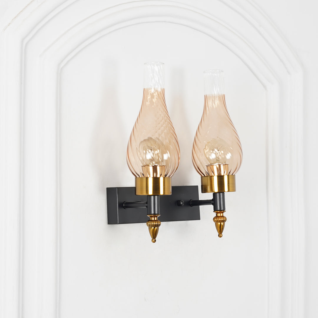 VESTRY Dual Light Glass and Metal Wall Light