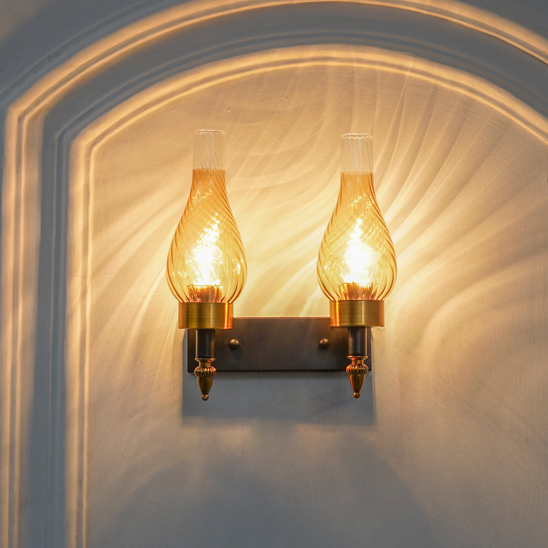VESTRY Dual Light Glass and Metal Wall Light