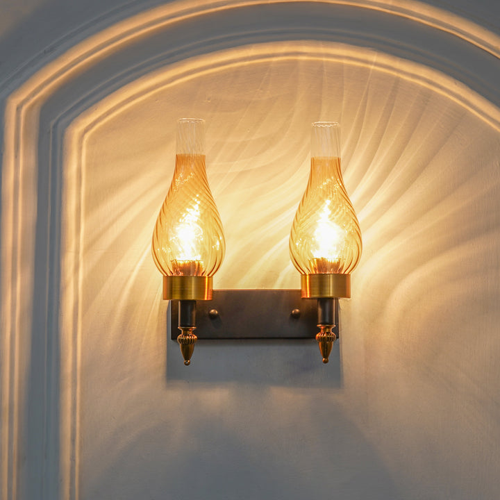 VESTRY Dual Light Glass and Metal Wall Light
