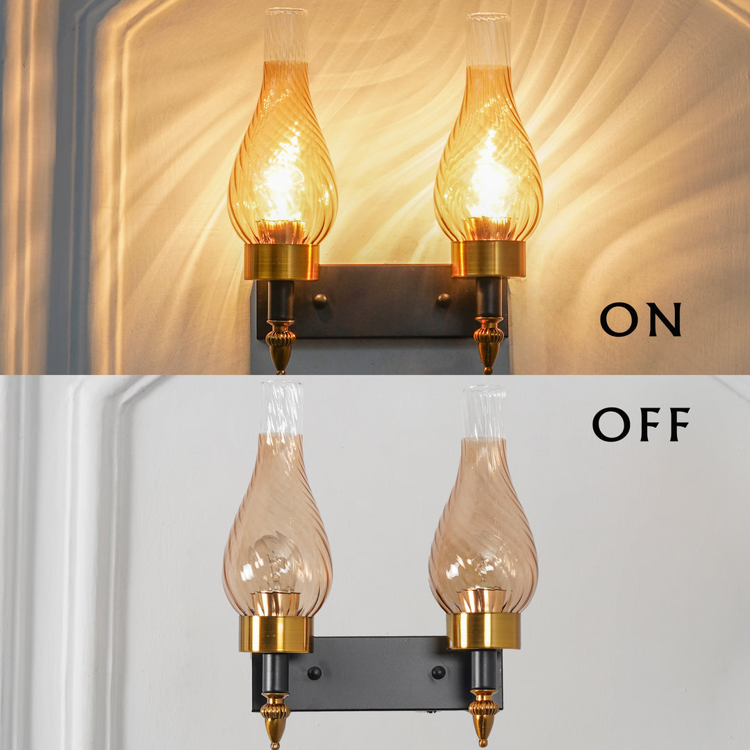 VESTRY Dual Light Glass and Metal Wall Light