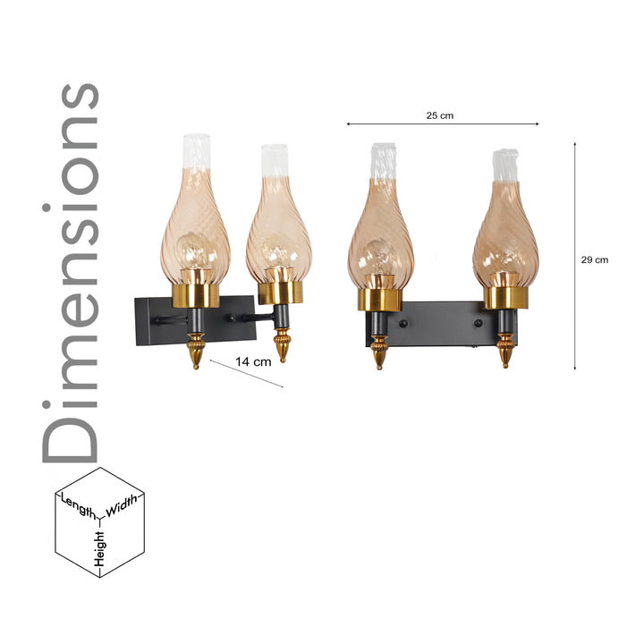 VESTRY Dual Light Glass and Metal Wall Light