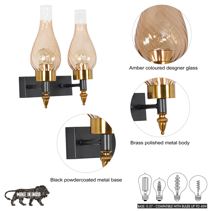 VESTRY Dual Light Glass and Metal Wall Light