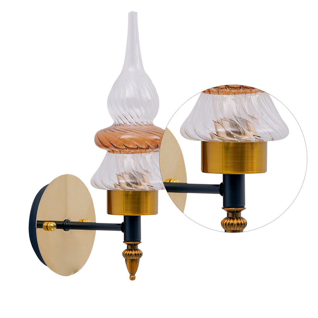REGENCY Single Light Glass and Metal Wall Light