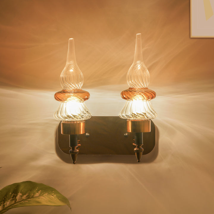 REGENCY Dual Light Glass and Metal Wall Light