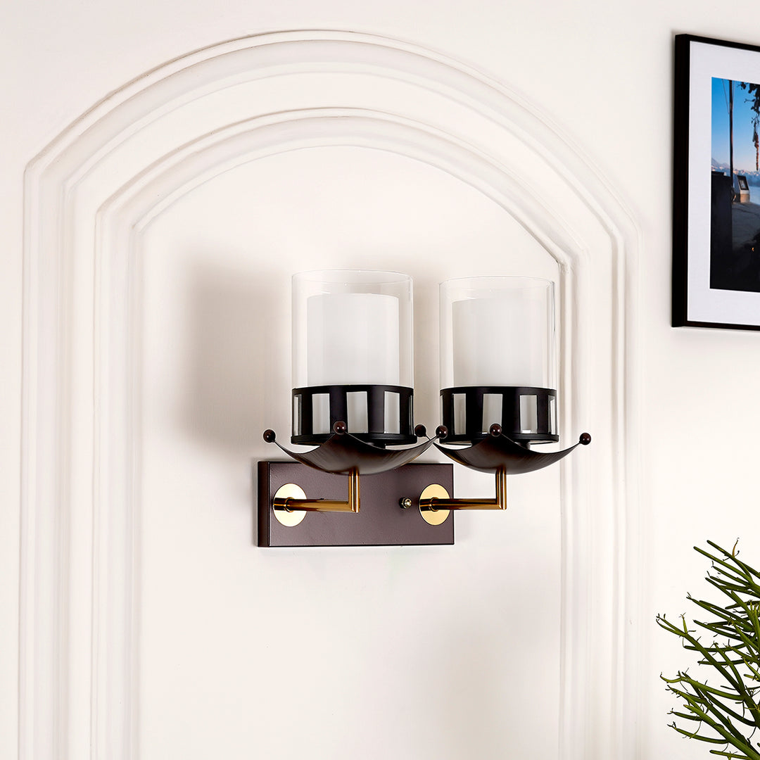 TACOMA Dual Light Glass and Metal Wall Light