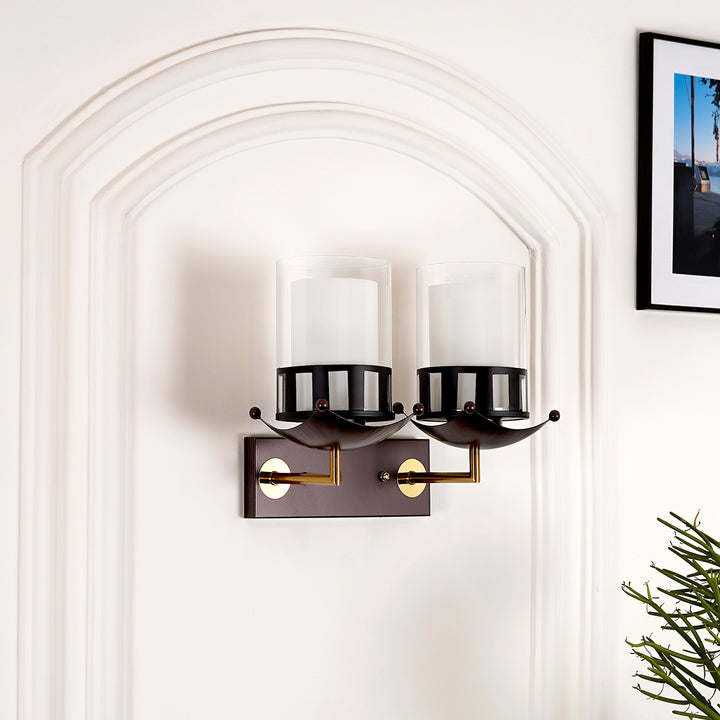 TACOMA Dual Light Glass and Metal Wall Light
