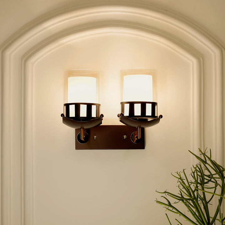 TACOMA Dual Light Glass and Metal Wall Light