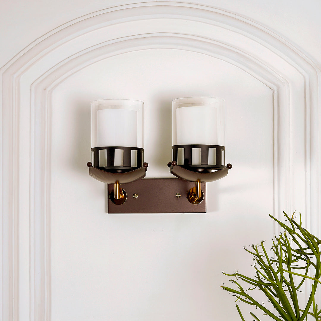 TACOMA Dual Light Glass and Metal Wall Light
