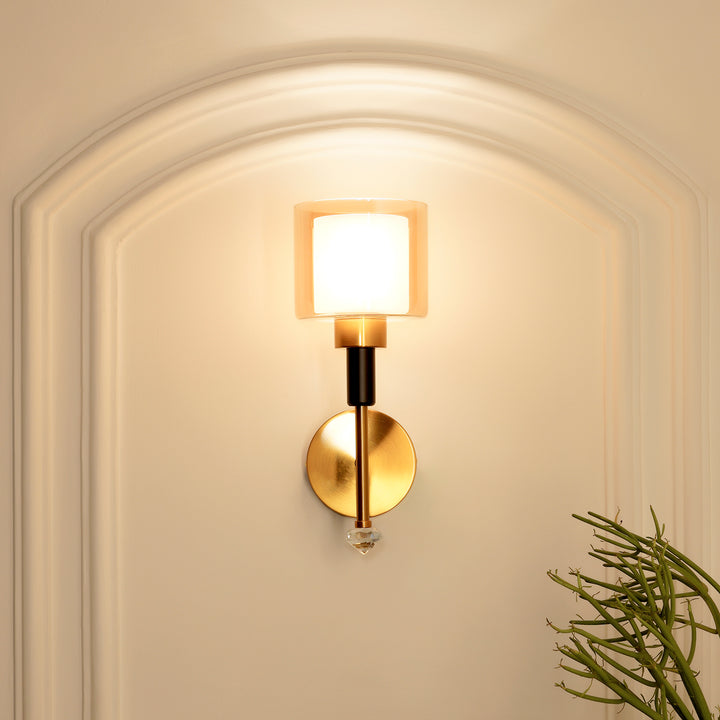BOMBAZINE Single Light Glass and Metal Wall Light