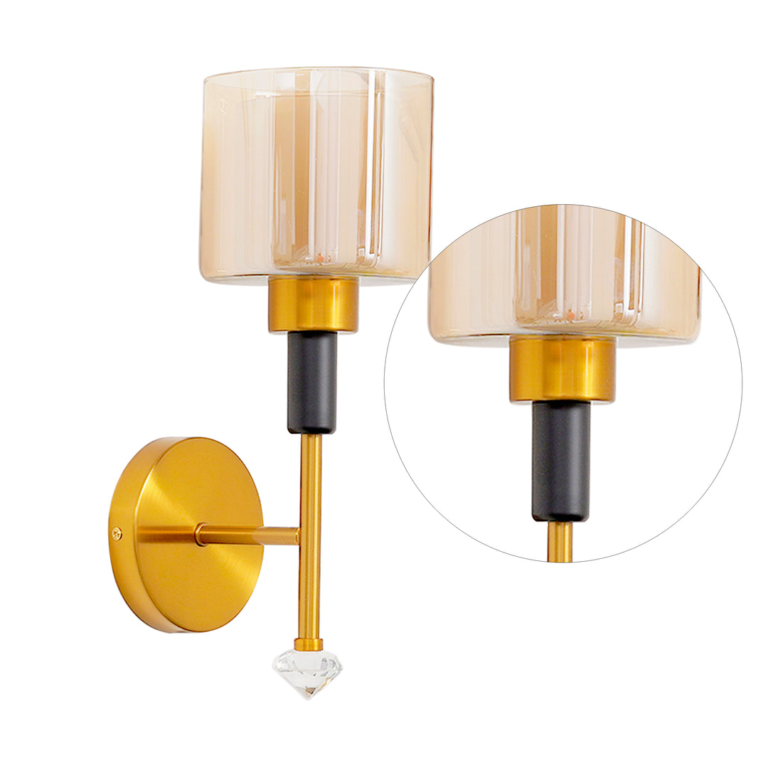 BOMBAZINE Single Light Glass and Metal Wall Light