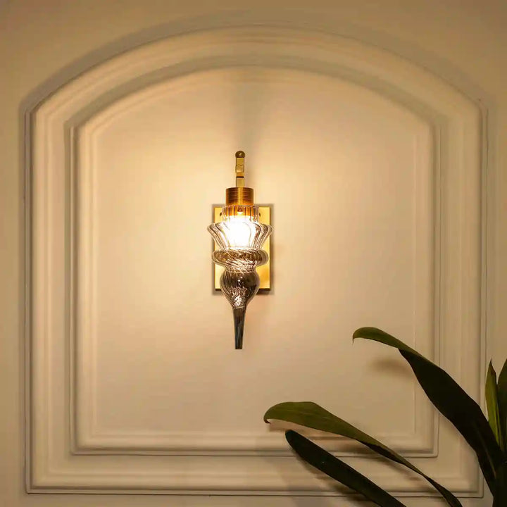 Montefino Roung Single Light Shine Brass and Smoke Wall Light