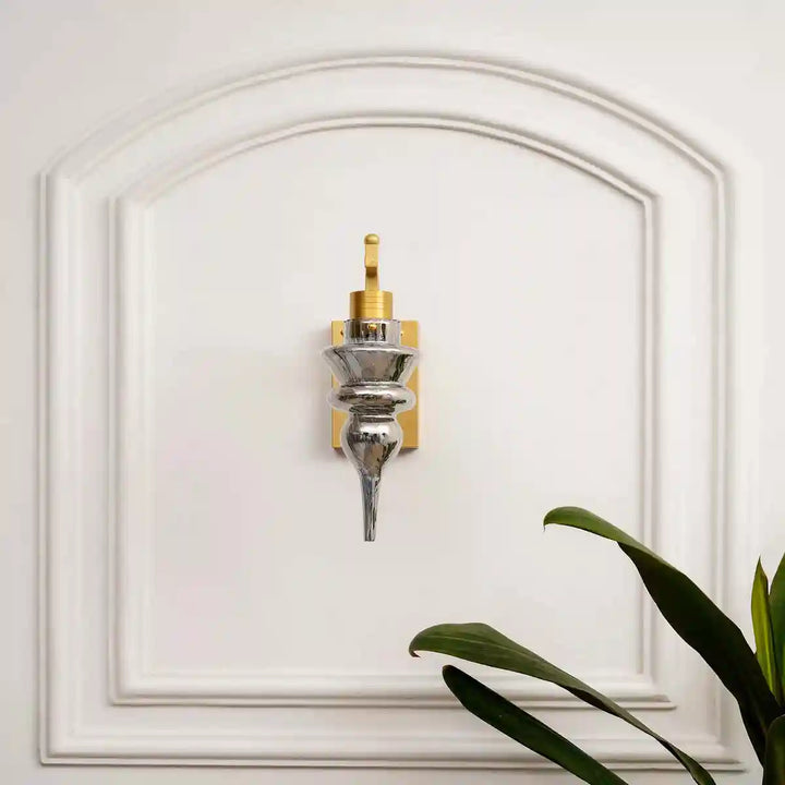Montefino Roung Single Light Shine Brass and Smoke Wall Light