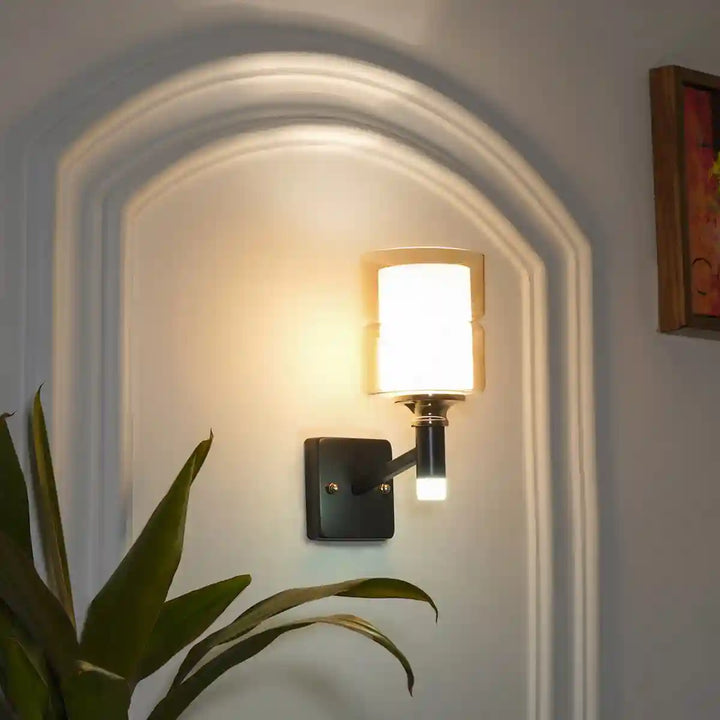 Retro Single Light Black and Brass Wall Light