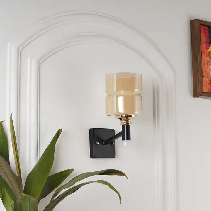 Retro Single Light Black and Brass Wall Light