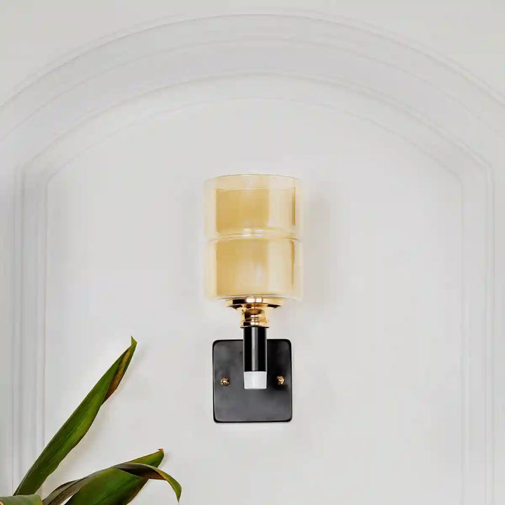 Retro Single Light Black and Brass Wall Light