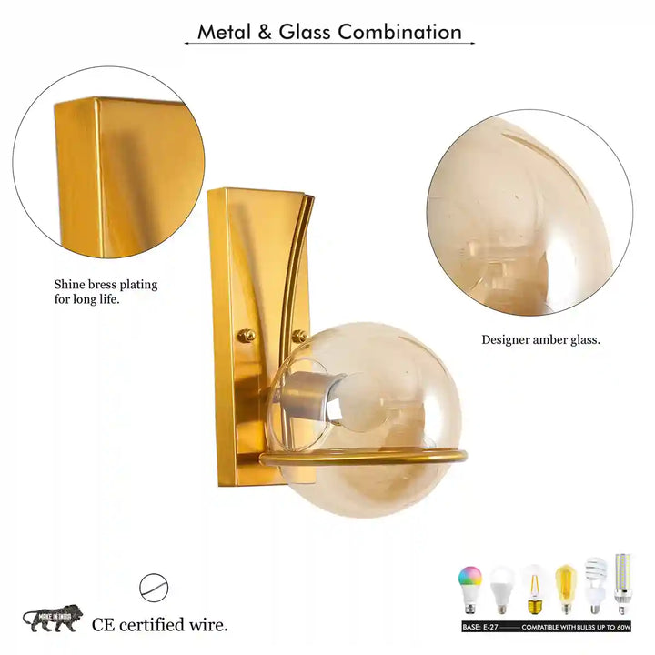 Togo Single Light Brass Wall Light