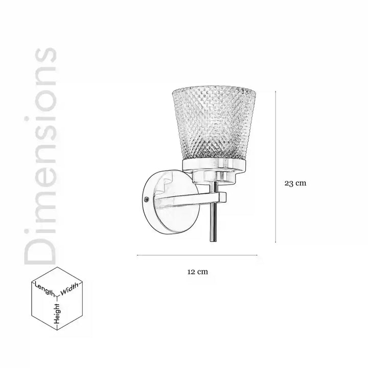Meirit Single Arm Glass and Metal Wall Light
