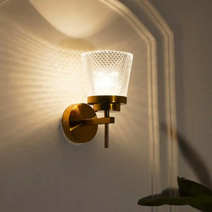 Meirit Single Arm Glass and Metal Wall Light