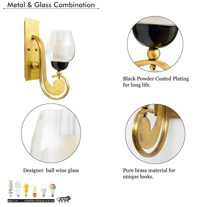 Richmond Brass and Glass Wall Light