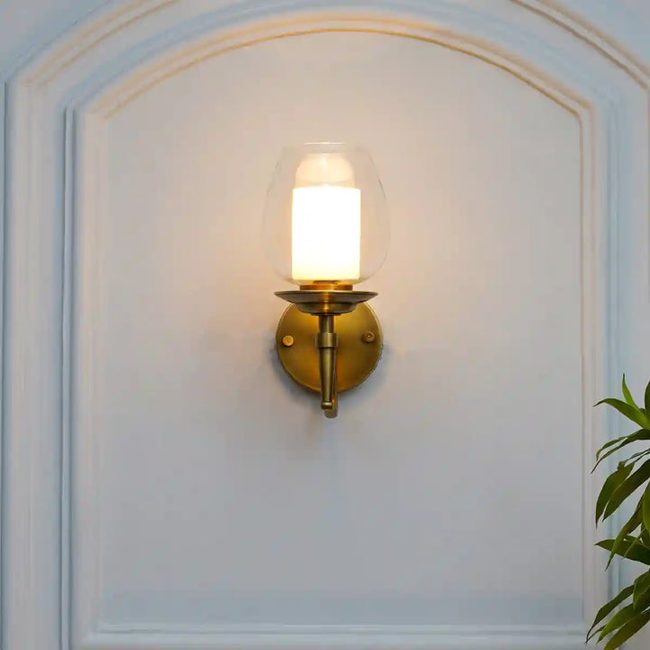 Ortona Brass and Glass Single Shade Wall Light