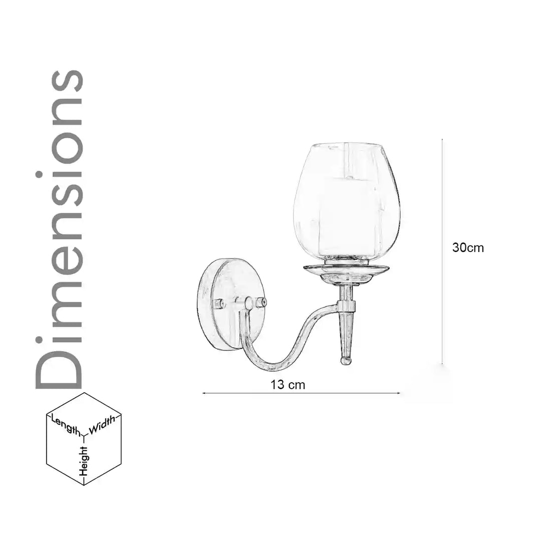 Ortona Brass and Glass Single Shade Wall Light