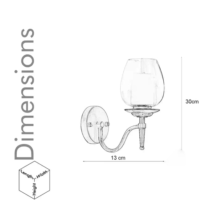 Ortona Brass and Glass Single Shade Wall Light