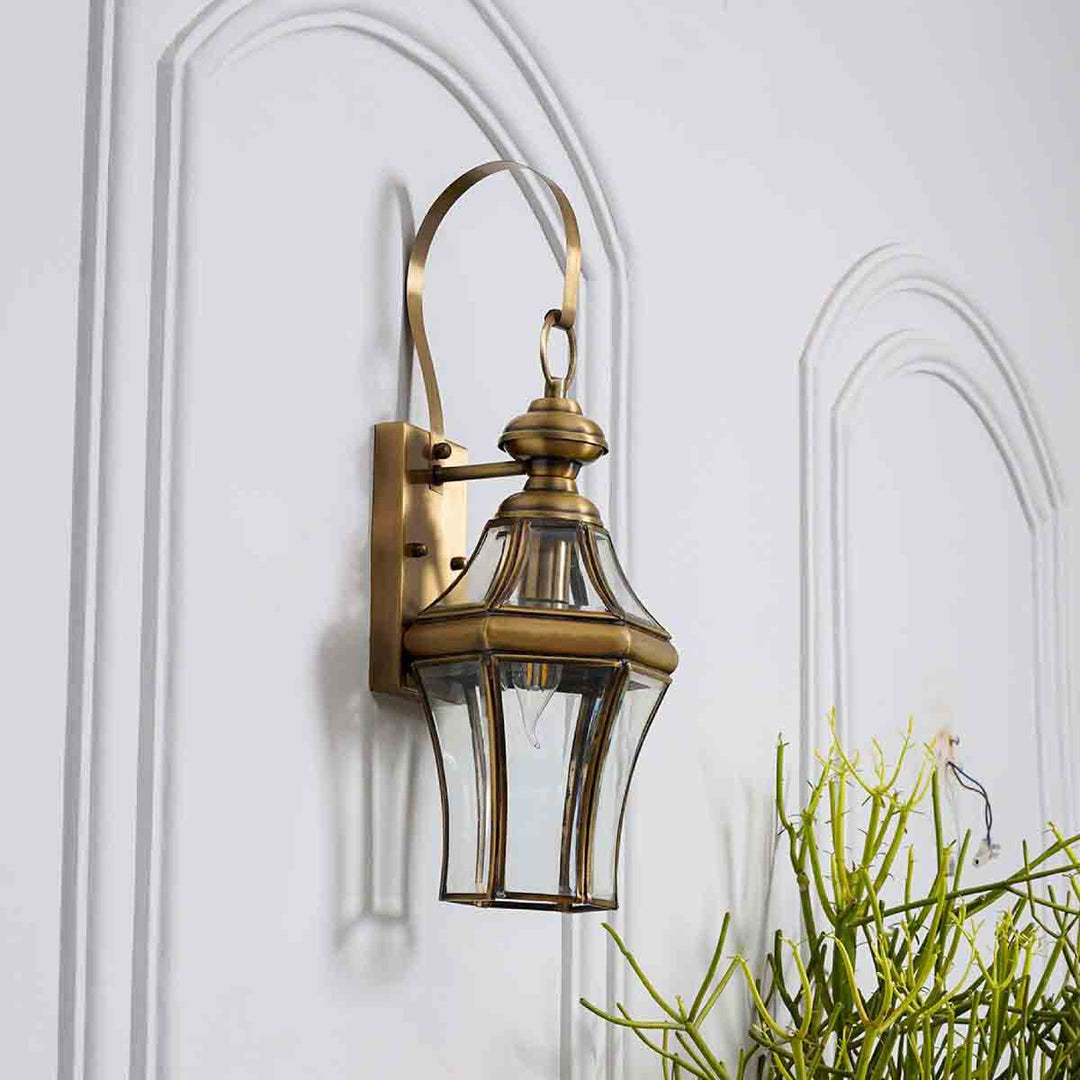 Terrace Brass and Glass Lantern Wall Light
