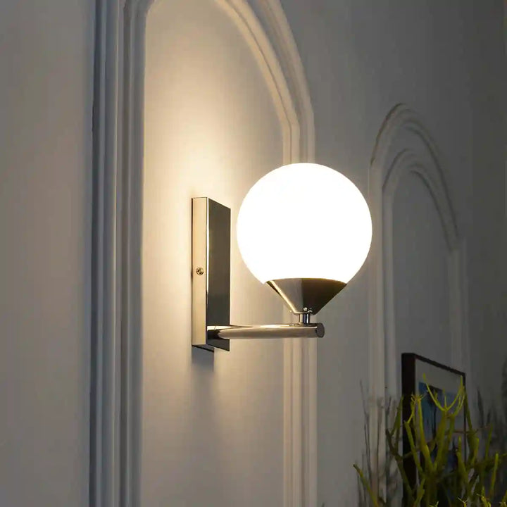 Orbit Single Arm Opal Glass Wall Light