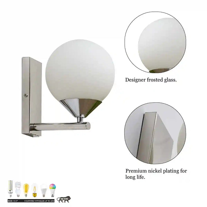 Orbit Single Arm Opal Glass Wall Light