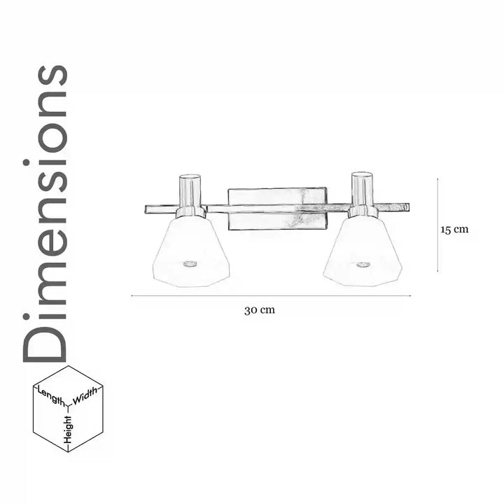 Ainsley 2 Light Brass and Glass Wall Light