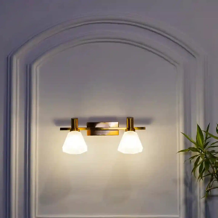 Ainsley 2 Light Brass and Glass Wall Light