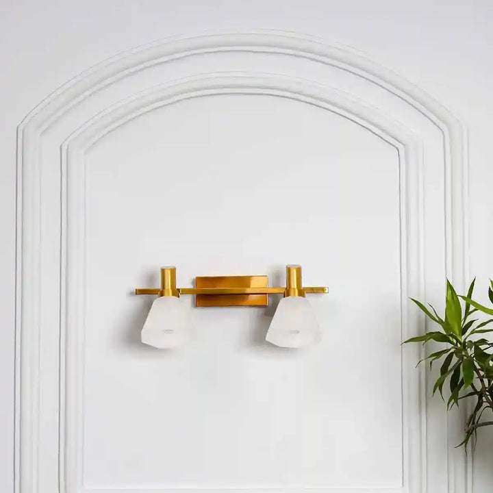 Ainsley 2 Light Brass and Glass Wall Light