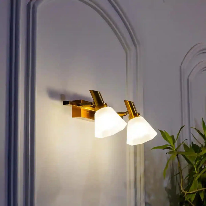 Ainsley 2 Light Brass and Glass Wall Light