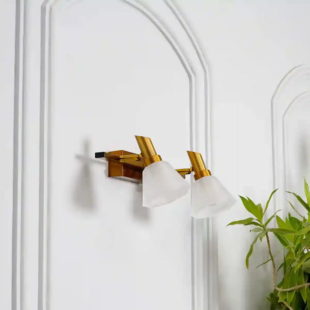 Ainsley 2 Light Brass and Glass Wall Light