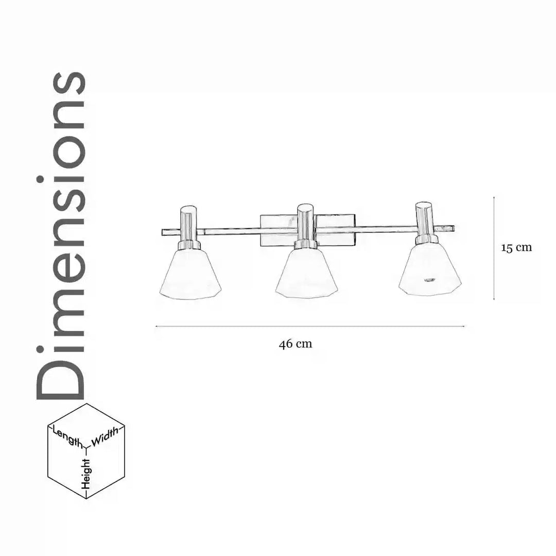 Ainsley 3 Light Brass and Glass Wall Light