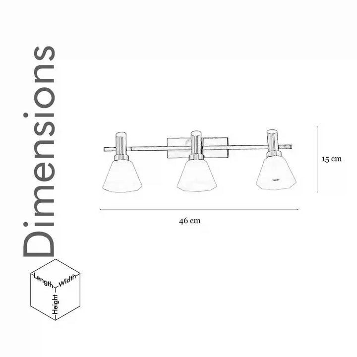 Ainsley 3 Light Brass and Glass Wall Light