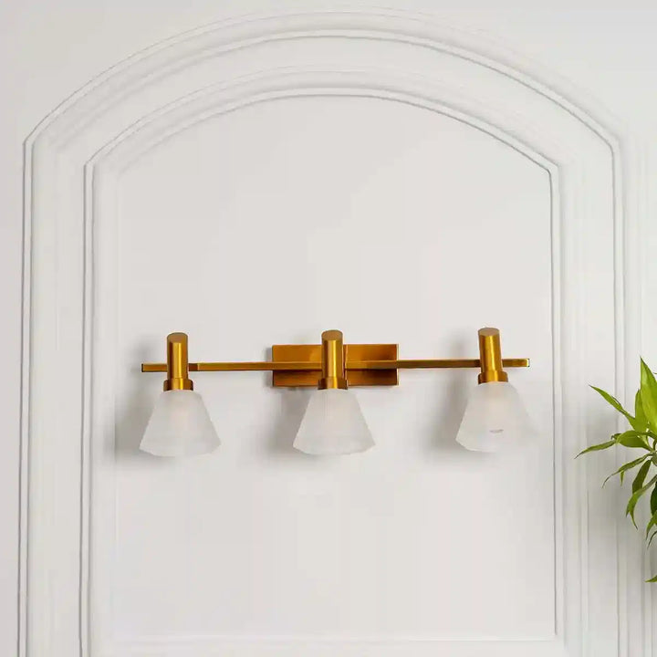 Ainsley 3 Light Brass and Glass Wall Light