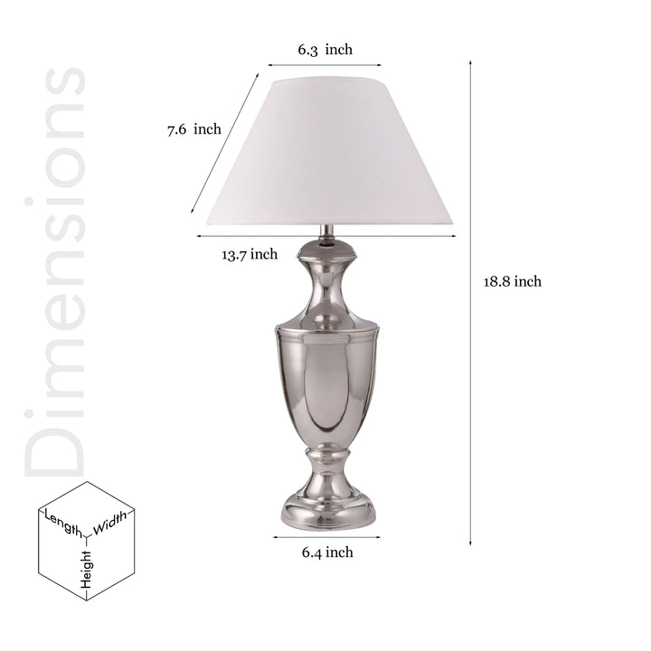 Emlyn Chrome Finish Metal Table Lamp With White Cotton Shade