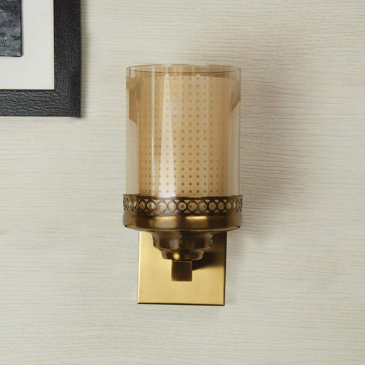 Luz Single Arm Glass and Metal Wall Light