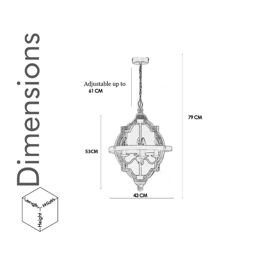 Venessa 4 Light Chandelier in Natural & Black Finish
