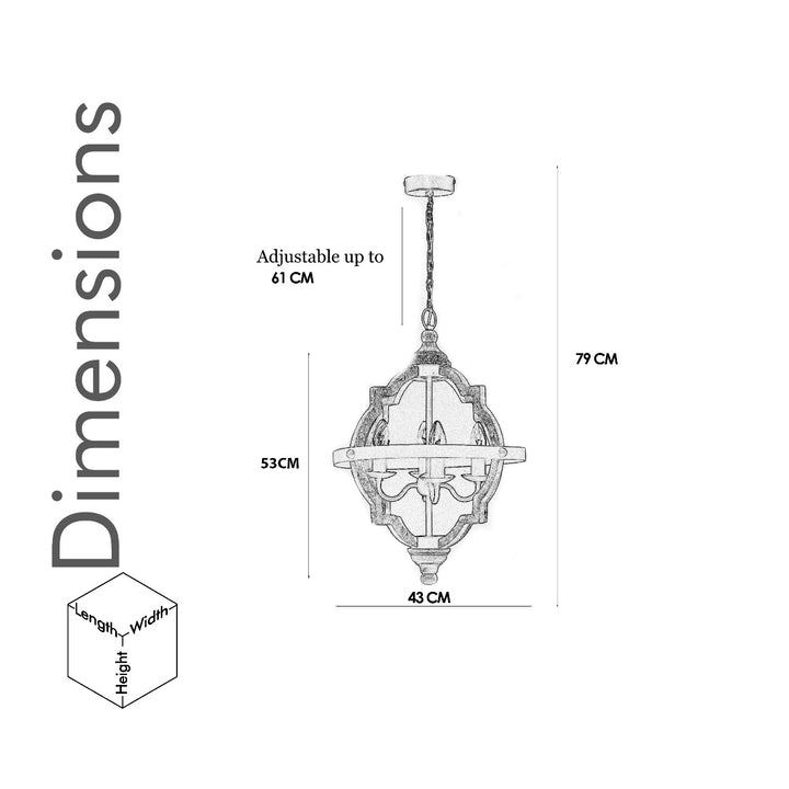 Venessa 4 Light Chandelier in Natural & Black Finish