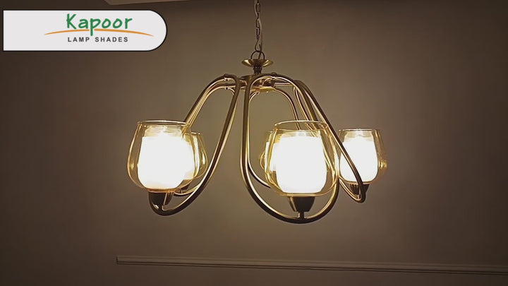 Lorena Five Light Brass Finish Modern Chandelier