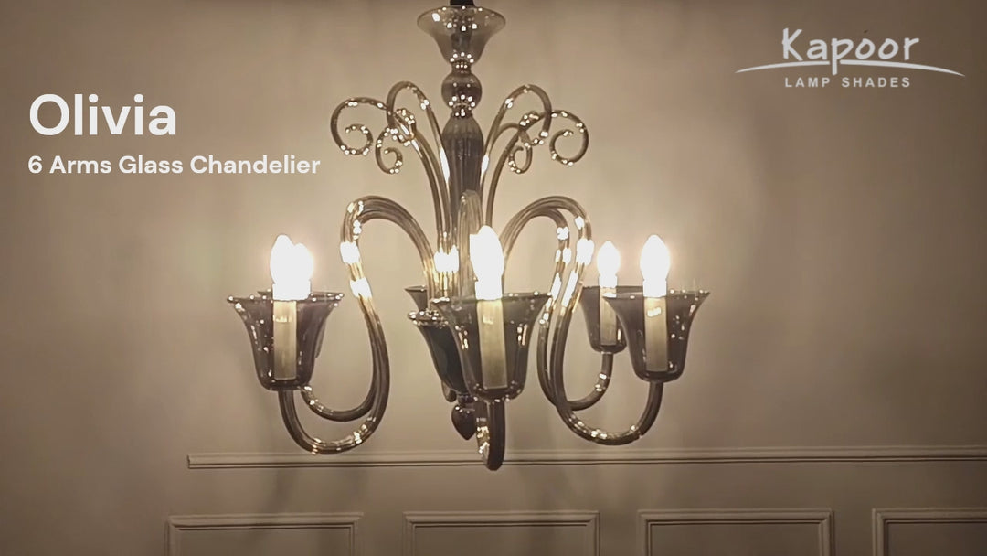 Olivia 6 Arms Glass Chandelier