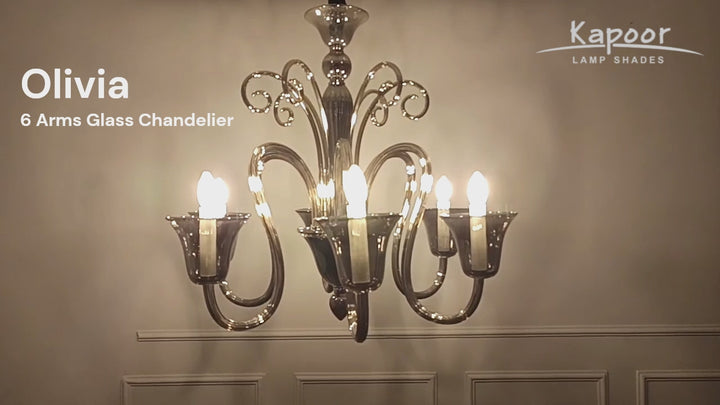 Olivia 6 Arms Glass Chandelier
